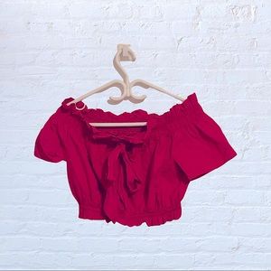 Zara off the shoulder cropped shirt